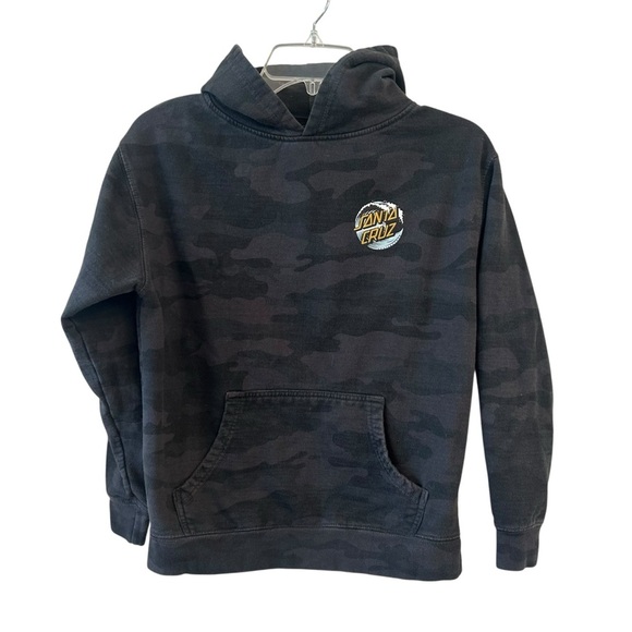 Santa Cruz Skateboards Kids Hoodie in Black Camo - Picture 1 of 5